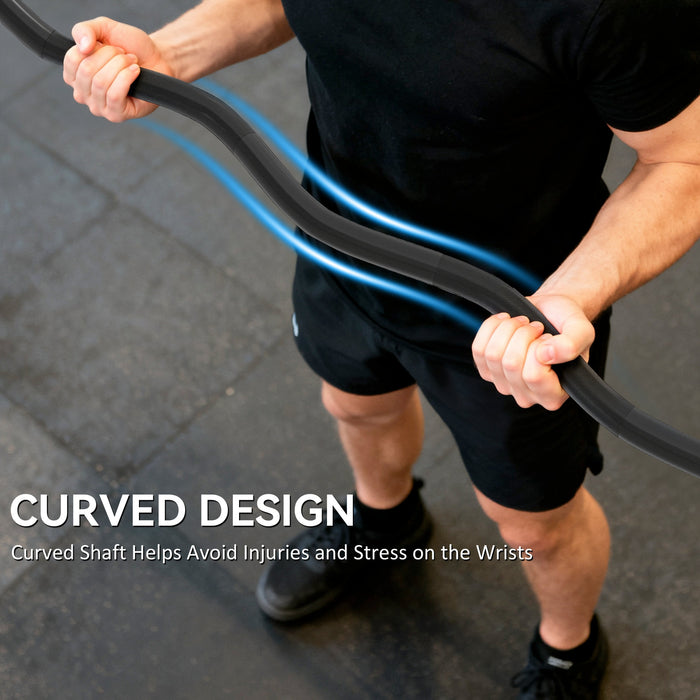 SPORTNOW 4ft Olympic EZ Curl Bar, Barbell Bar for 2" Weight Plates with Non-Slip Hand Grip 120cm