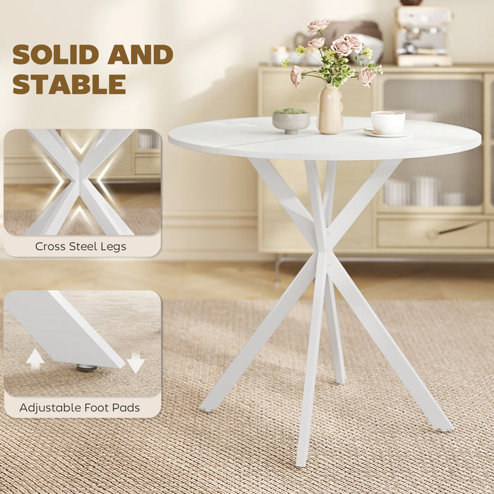 HOMCOM 80cm Industrial Round Dining Table - White