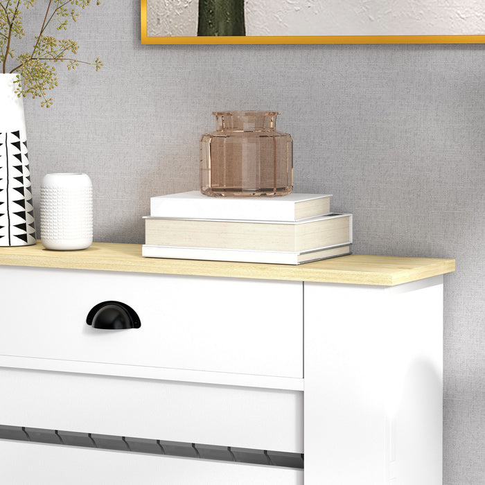 HOMCOM 95.5H x 78Wcm Radiator Cover, with Drawer - White