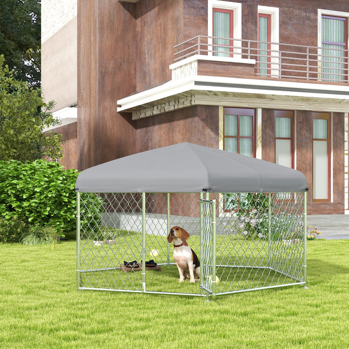 Outdoor Dog Kennel and Run with Lockable Door - Spacious 2.1 x 1.85 x 1.5m Shelter for Large Dogs - Perfect for Garden, Patio, Terrace