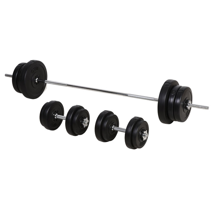 Adjustable 65kg Barbell and Dumbbell Set - 2 in 1 Free Weights with Knurled Grip Bar - Home Gym Equipment for Strength Training and Muscle Building