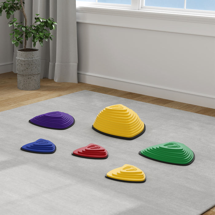 AIYAPLAY 6-Piece Stepping Stones for Kids, Stackable Sensory Toys Outdoor Indoor, Obstacle Course for Balance and Motor Skills