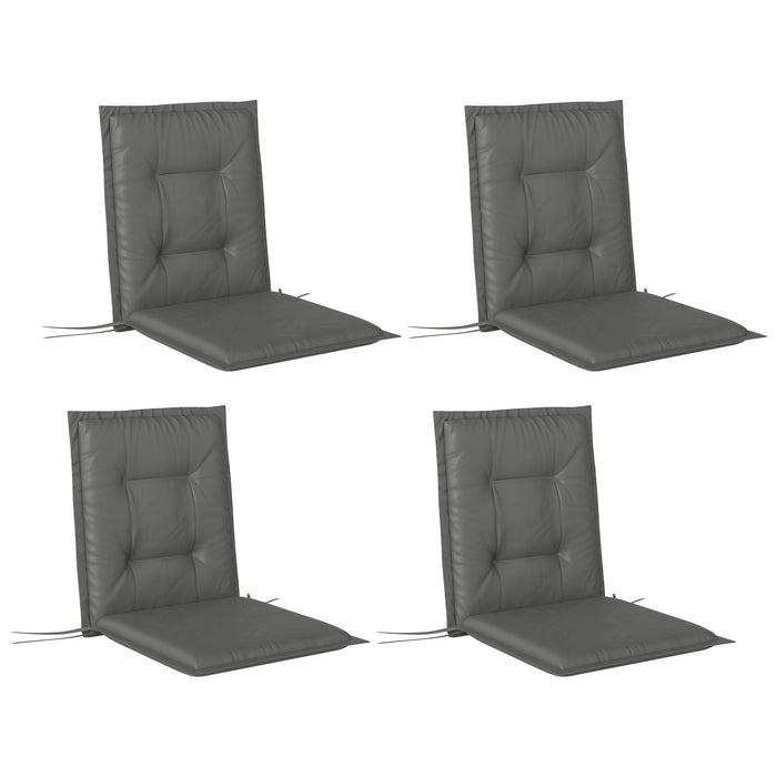 Outsunny Set of Four Padded Garden Seat Cushions - Light Grey