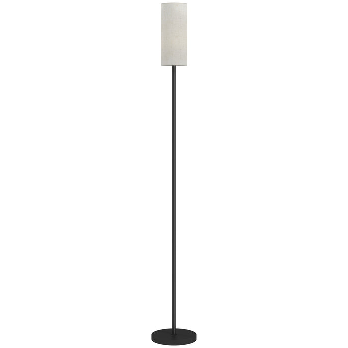 HOMCOM Floor Lamp for Living Room, Modern Standing Lamp with Linen Shade & Foot Switch, Minimalist Tall Pole Lampshade for Bedroom, Office, White