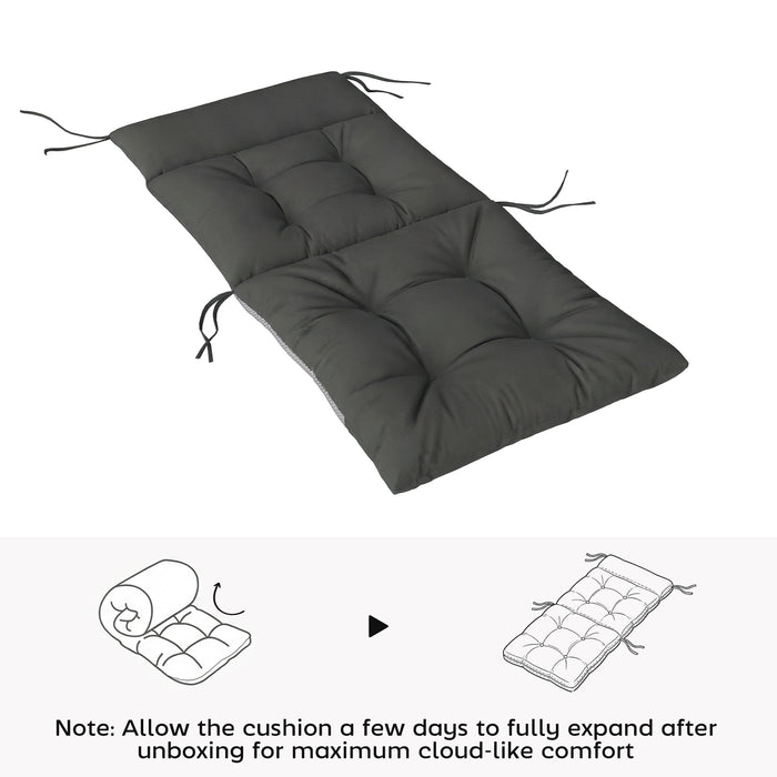 Outsunny Patio Chair Cushions Set of 4, Waterproof Non-Slip Lounge Chair Cushions, 112x53cm, Dark Grey