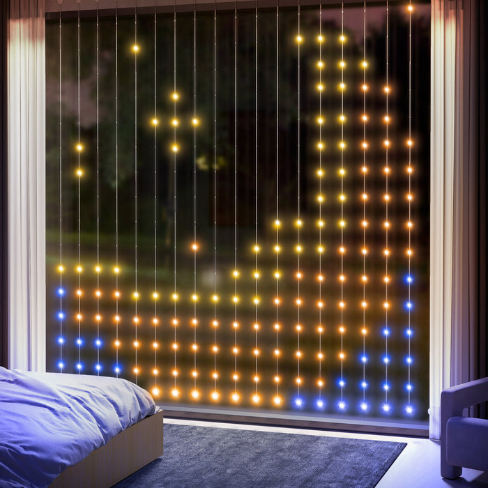 HOMCOM LED Curtain Lights, Smart Curtain Fairy Lights Plug In, Colour Changing Wall Lights with Remote, Dynamic DIY Hanging Window String Lights for Bedroom Living Room Decor, 3x3(m), 400 RGBIC LED