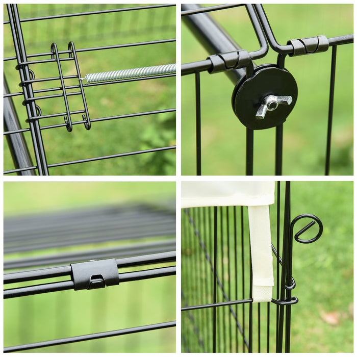 PawHut Small Animal Cage with Cover for Bunny, Chinchilla, Guinea Pig, Beige