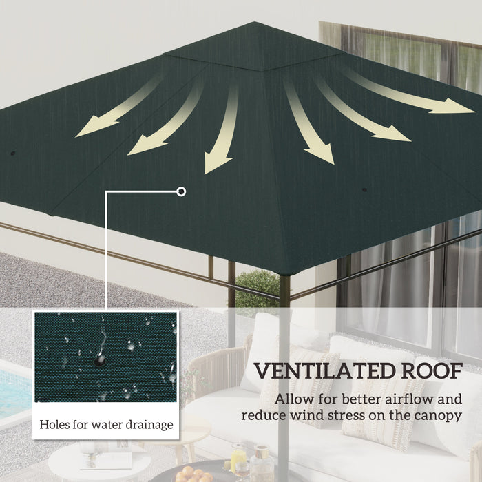 Outsunny 3 x 3 m Gazebo Canopy Replacement Cover, Garden Gazebo Roof Replacement with Drain Holes, TOP COVER ONLY, Grey