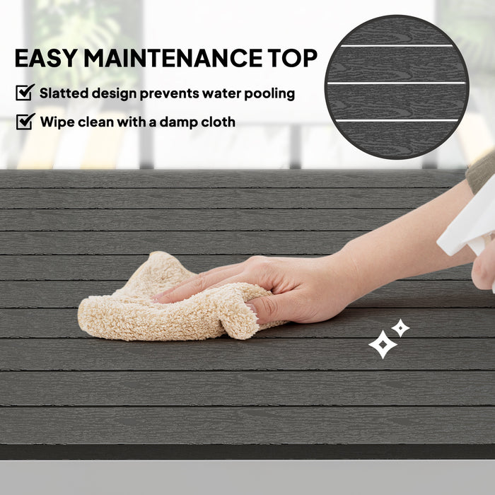 Outsunny Garden Table for 4-6, 120 x 70 cm Outdoor Dining Table with Rust-Resistant Aluminium Frame, Easy Maintenance Slatted Top, for Patio, Terrace, Balcony, Black