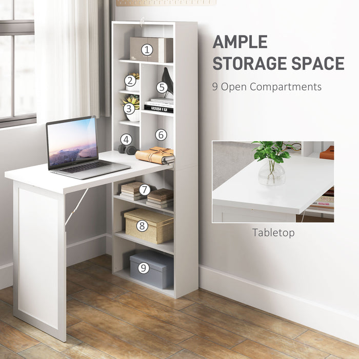 HOMCOM Three-Part Work Desk, with Storage and Chalkboard - White