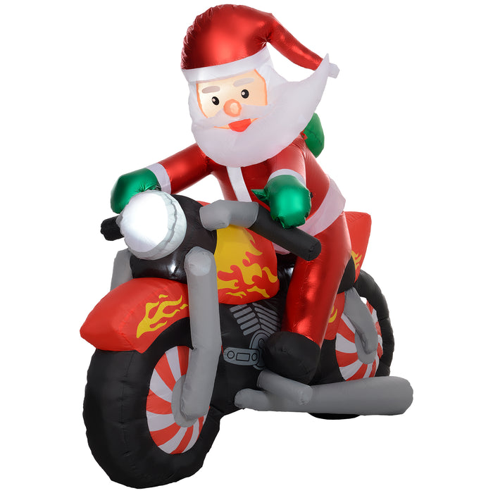 Outsunny 5.6ft Inflatable Santa Claus Motorcycle Decoration | Aosom UK