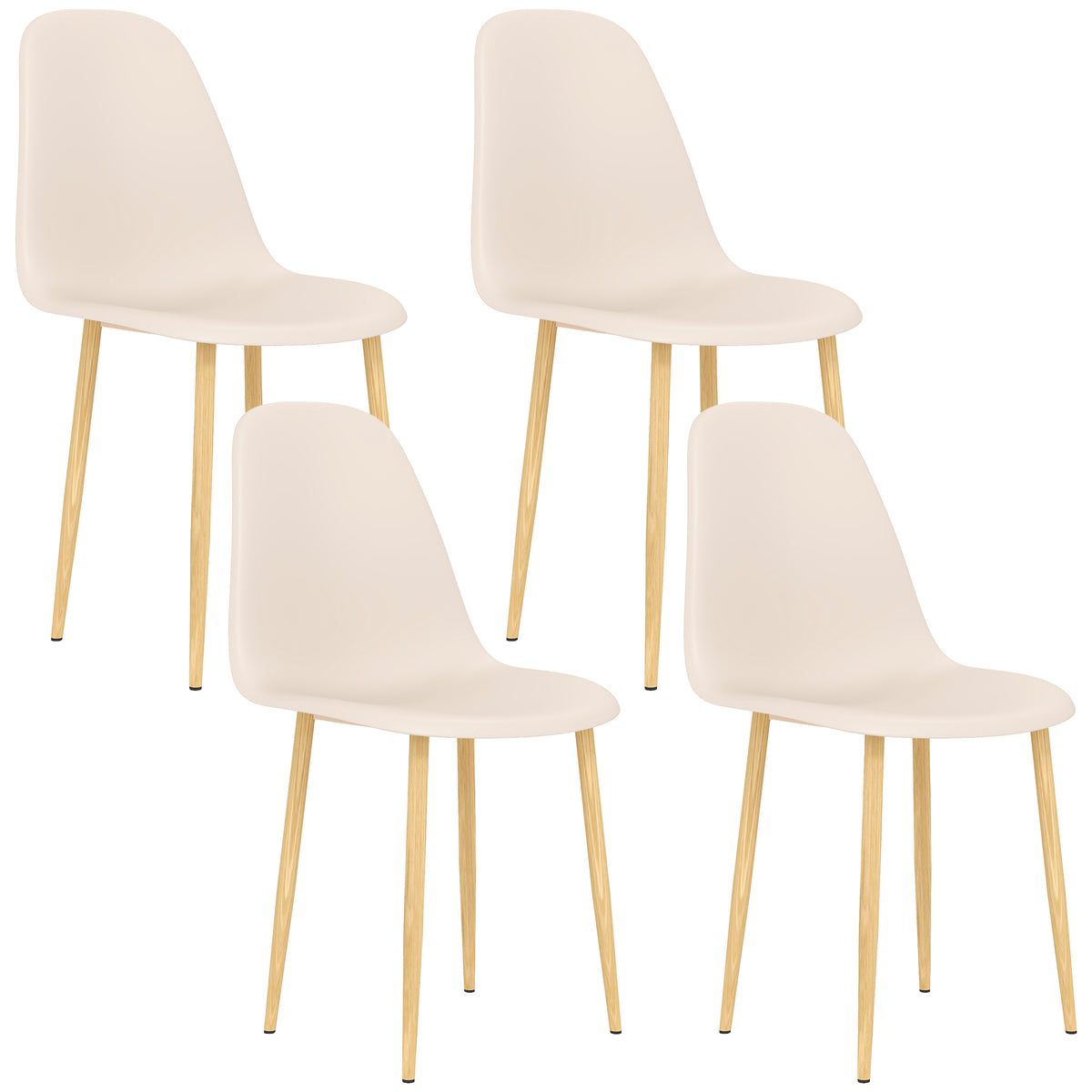 HOMCOM Modern Dining Chairs Set of 4, Kitchen Chairs with Backrest and ...