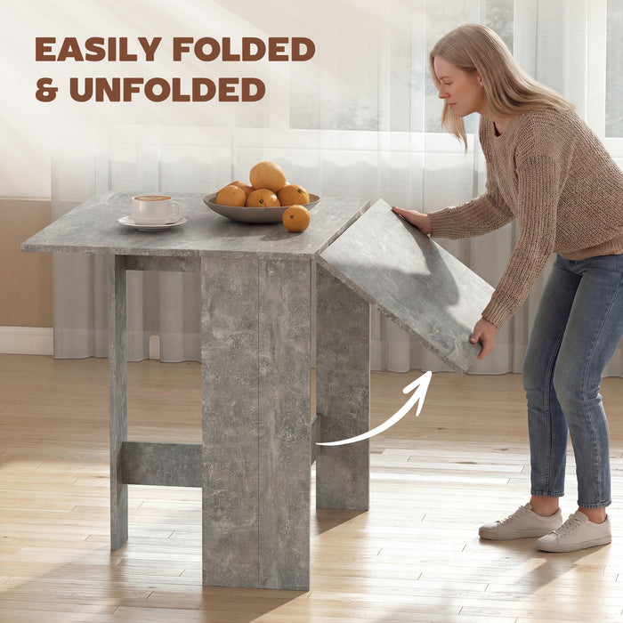 HOMCOM Folding Dining Table, Space-Saving Drop Leaf Kitchen Table for 4-6 People Grey