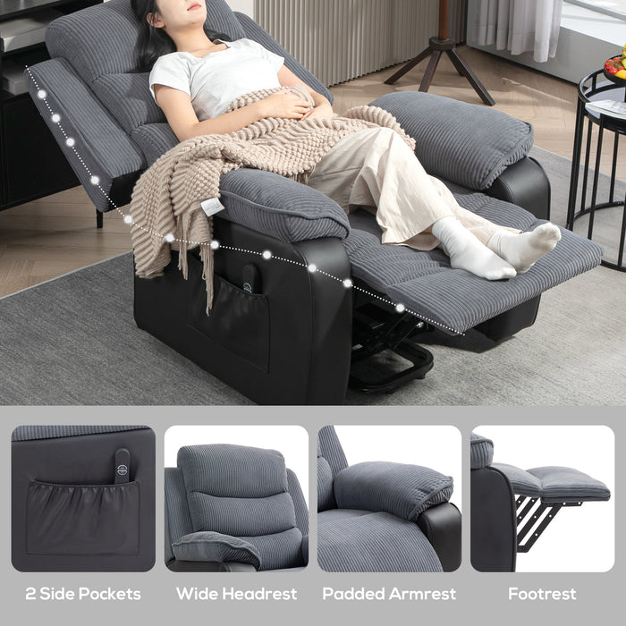 HOMCOM Power Lift Recliner Chair for Elderly, Patchwork Design Oversized Electric Riser and Recliner Armchair for Living Room with Remote Control and 2 Side Pockets, Dark Grey