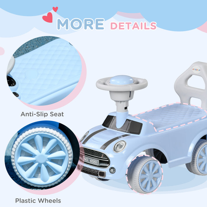 Toddler Foot-Powered Ride-On Toy Car - Features Anti-Tip Backward Design & Fun Air Horn - Ideal for 18 to 36 Month Olds in Light Blue