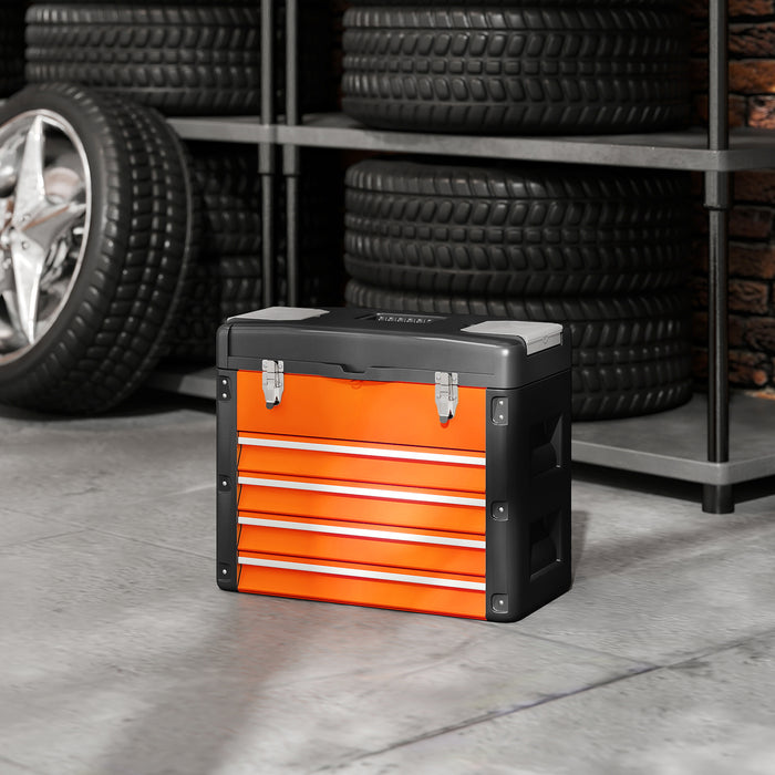 HOMCOM 4 Drawers Large Toolbox - Orange