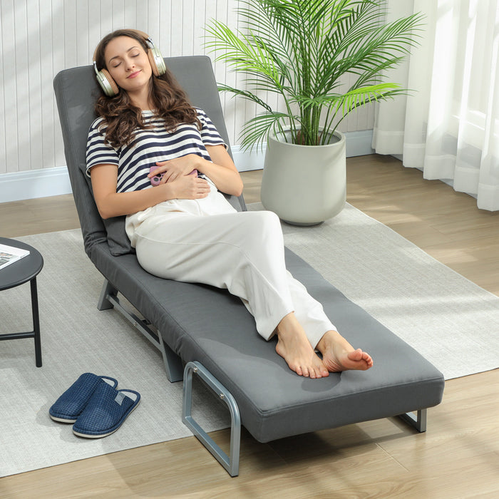 HOMCOM Single Sofa Bed, 3-in-1 Convertible Folding Chair Bed with Adjustable Backrest, Removable Armrests, Dark Grey