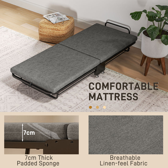 HOMCOM Single Temporary Folding Bed - Grey
