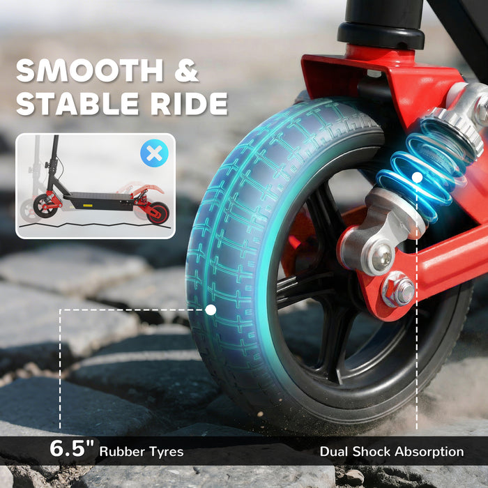 AIYAPLAY Foldable Kids Electric Scooter with LCD Display, Dual Shock Absorption, Up to 15 KM/H, Max Range 6 KM for Age 6-14, Red