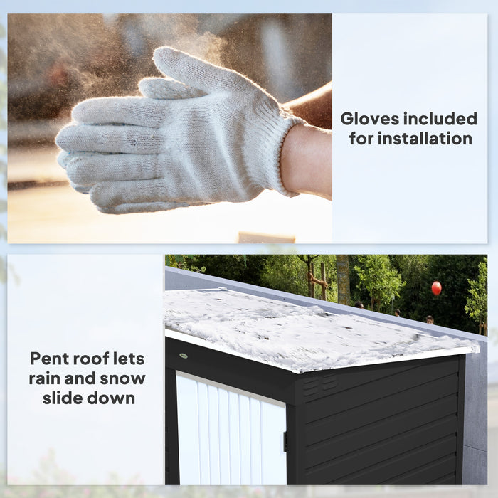 Outsunny 6 x 4ft Metal Garden Storage Shed, Outdoor Tool Storage Shed with Lockable Door and Gloves for Garden, Patio, Dark Grey