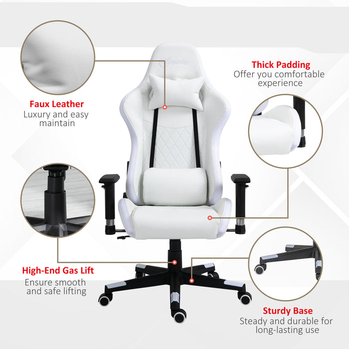 Ergonomic Racing Gaming Chair with RGB LED Illumination - 2D Adjustable Armrests, Lumbar Support, Swivel & Height Functions - Ideal for Home Office & Gamers
