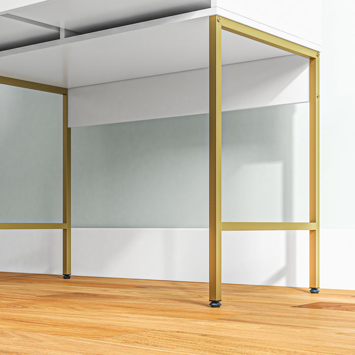 HOMCOM Dressing Table with Lighted Mirror, Cushioned Stool, Drawers, Shelves, Makeup Vanity Desk Set, Modern Dresser Vanity Table for Bedroom, White