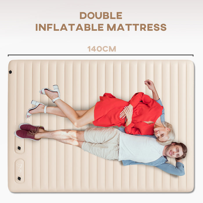 Double Size Inflatable Air Mattress - Includes Built-in Foot Pump and Convenient Carry Bag - Ideal for Camping and Guest Bed Solutions