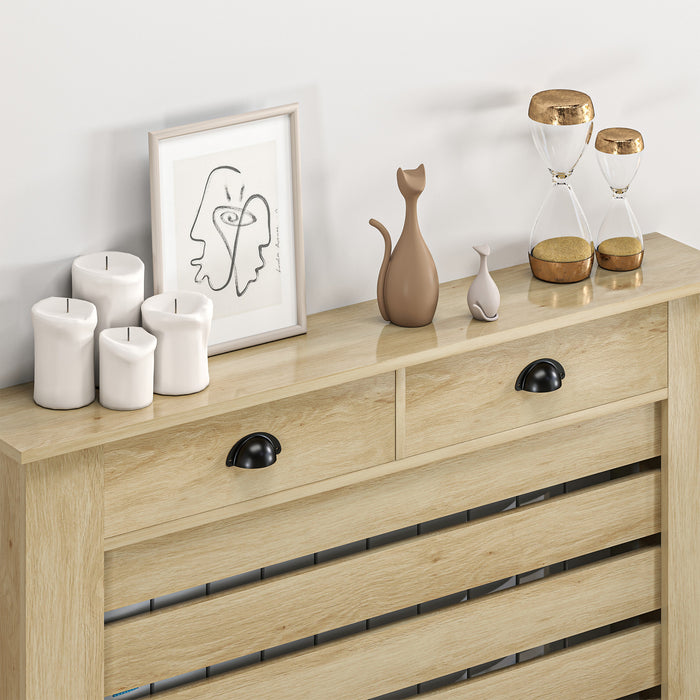 HOMCOM 95.5H x 111Wcm Radiator Cover, with Drawer - Oak