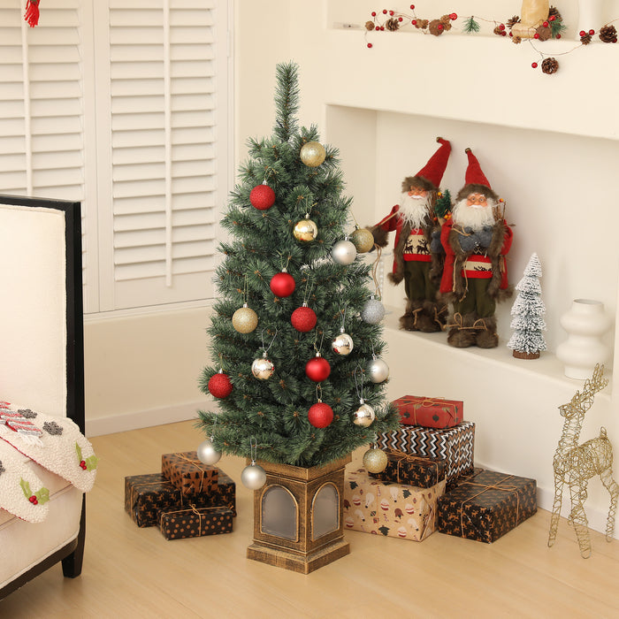 HOMCOM 4ft Artificial Christmas Tree with 80 Warm White LED Lights, 8 Modes and Remote, Realistic Xmas Tree with Square Stand for Party Decoration, Green