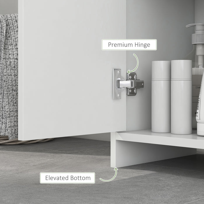 HOMCOM Narrow Bathroom Cabinet, Slim Bathroom Storage Unit with Open Compartment, Freestanding Storage Cupboard for Small Spaces, 30 x 30 x 160 cm, White