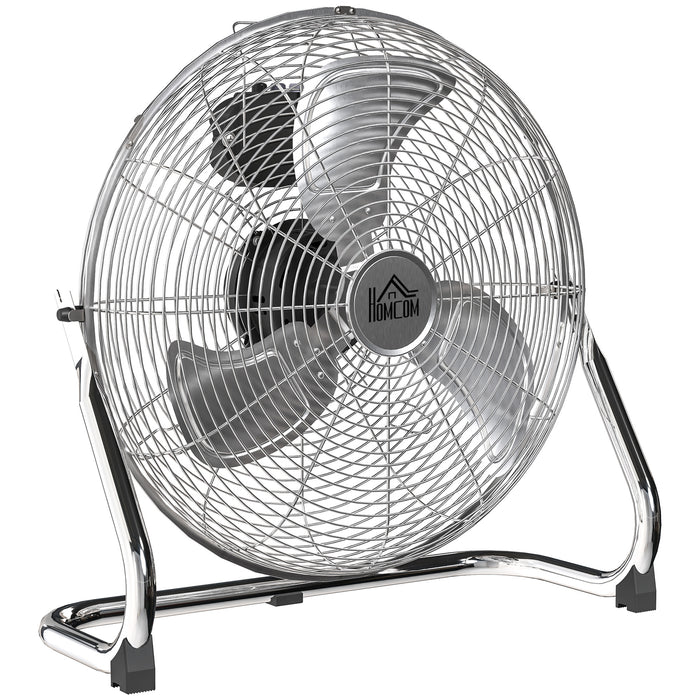 HOMCOM Metal Desk Fan with 3 Speeds & 120° Adjustable Tilt - Silver