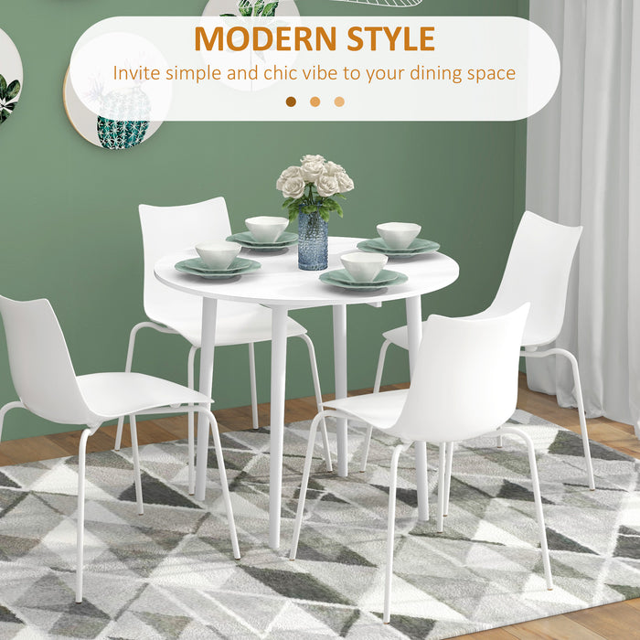 Round Drop-Leaf Folding Dining Table - Space-Saving Design with Sturdy Wooden Legs for Small Kitchens - Ideal for Dining Room and Apartments