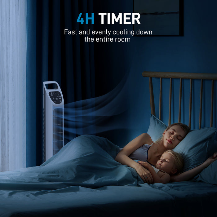 31" Oscillating Tower Fan with Remote - 4-Hour Timer, 3 Speeds & Modes, Quiet Floor Standing Cooling Device - Ideal for Home, Bedroom, Office Use in Silver