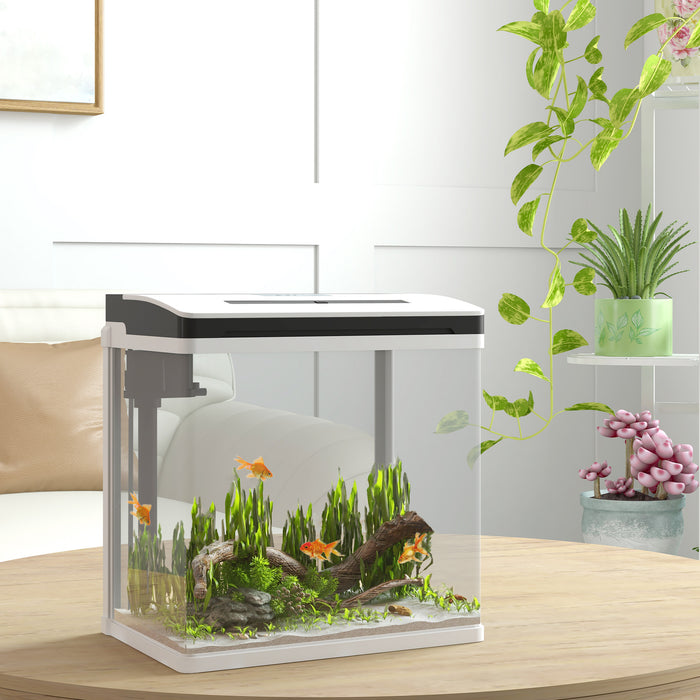 13L Glass Aquarium Fish Tank - Complete Set with Filter & LED Lighting for Aquatic Pets - Perfect for Betta, Guppy, Mini Parrot Fish & Shrimp, Dimensions: 29x20x30.5cm