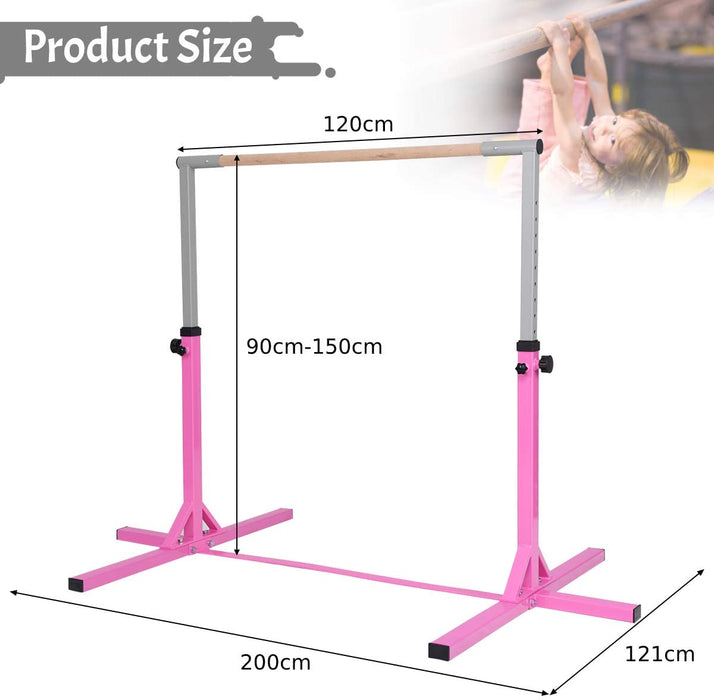 Kid's Gymnastics Bar - Adjustable Height from 90 to 150cm, Blue - Ideal for Training and Physical Development
