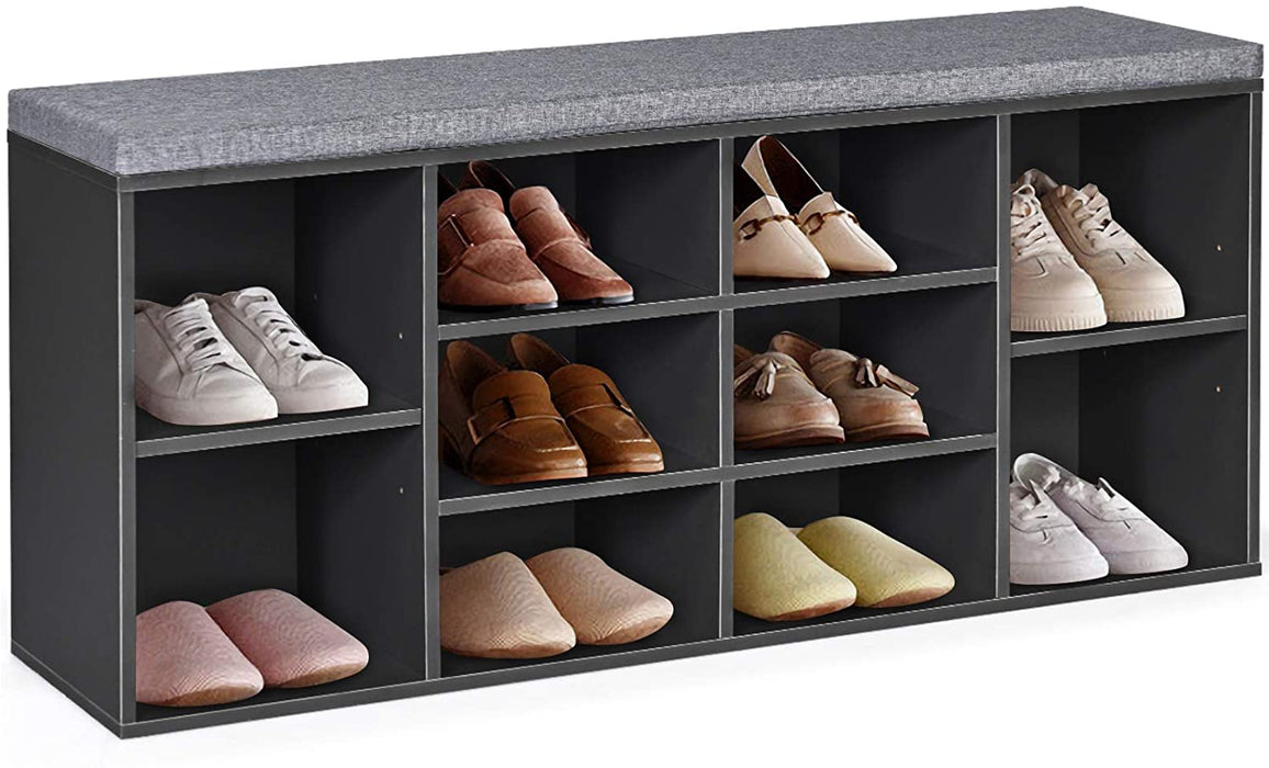 Open Storage Bench - Large Grey Shoe Holder - Perfect for Organising Footwear