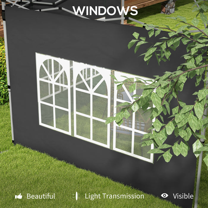 Gazebo Side Panels with Window - Fits 3x3m or 3x4m Pop Up Gazebos, Black, 2-Pack - Ideal for Outdoor Shelter Privacy and Protection
