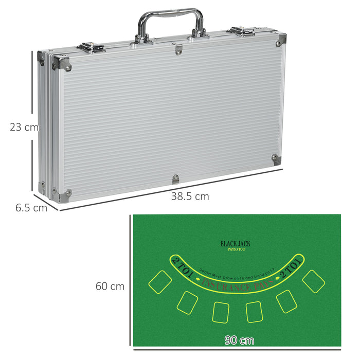 Poker Enthusiast's Complete Kit - 300 Piece Poker Chips Set with Playing Mat, Dual Card Decks, and 5 Dice - Ideal for Casino Nights and Family Game Evenings