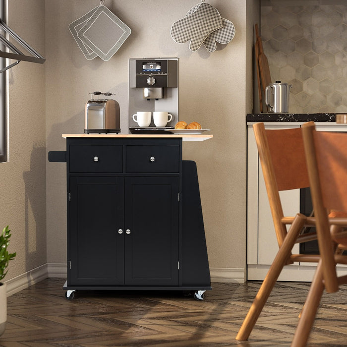 Mobile Kitchen Island with Rubber Wood Countertop and Storage - Ideal Solution for Extra Kitchen Space