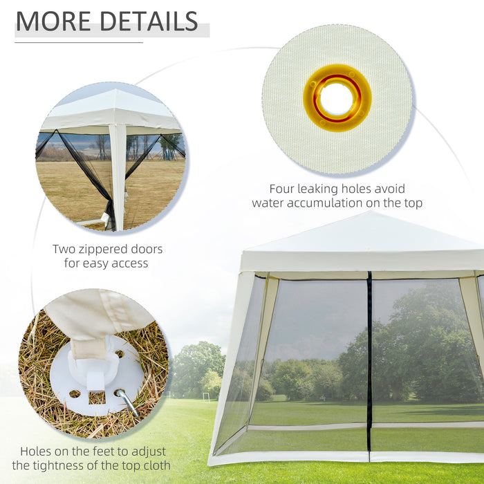 Outdoor Gazebo Canopy with Mesh Screen Walls - 3x3m Cream White Shelter - Ideal for Garden Parties & Backyard Events