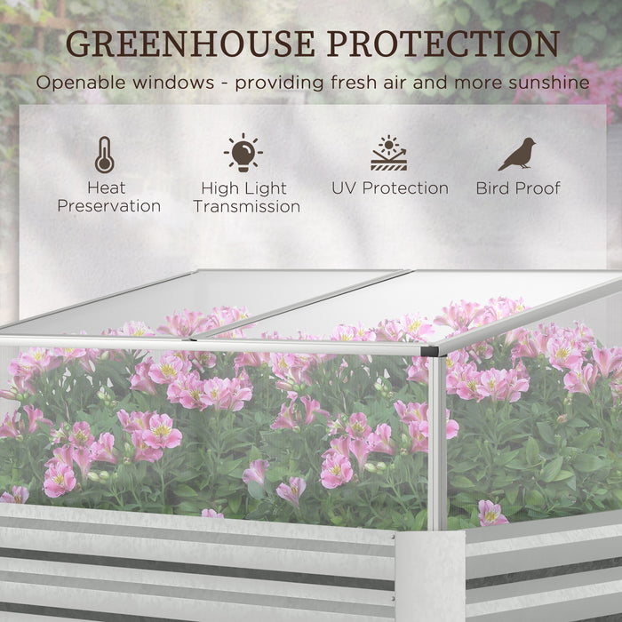 Galvanised Raised Garden Beds with Mini Greenhouse - Outdoor Planters with Cold Frame for Climate Control - Ideal for Growing Herbs and Vegetables