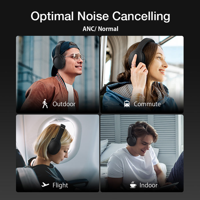 BlitzWolf BW-HP6 - Wireless ANC Bluetooth Headset with 40mm Large Drivers and AAC Audio - Ideal for Noise Cancelling, 70h Playtime, Portable with Mic