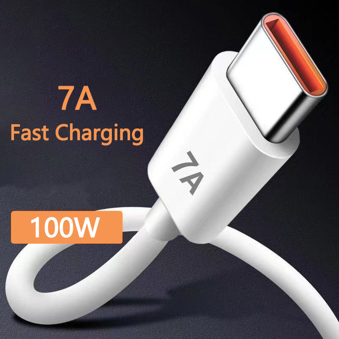 7A USB to Type-C Cable - 6A/7A Fast Charging, Data Transmission, PVC Core Line, 0.25M/1M/2M Lengths - Compatible with Huawei Mate 40Pro, Xiaomi Mi12, Samsung Galaxy Z Fold 2