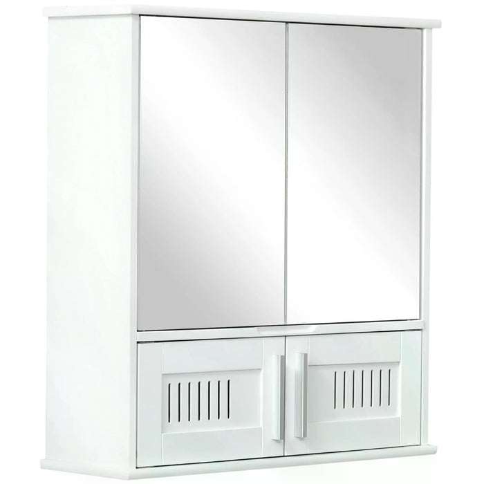Wall-Mounted Bathroom Mirror Cabinet - Double Door Storage Cupboard with Adjustable Shelf - Space-Saving Organizer for Bathroom Essentials