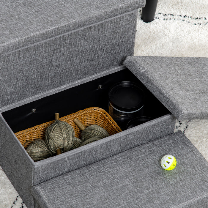 3-Step Pet Stairs with Built-in Storage - Easy-Install Dog & Cat Ladder for Beds and Sofas, 63.5x42.5x40.5cm - Ideal for Small to Medium Pets & Space-Saving Furniture Solution