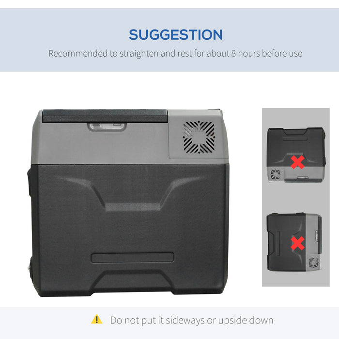 Portable 12/24V 50L Car Refrigerator - Electric Fridge Freezer Cooler Box for Camping, Travel, Picnic - Compact Grey Unit for On-the-Go Refreshments