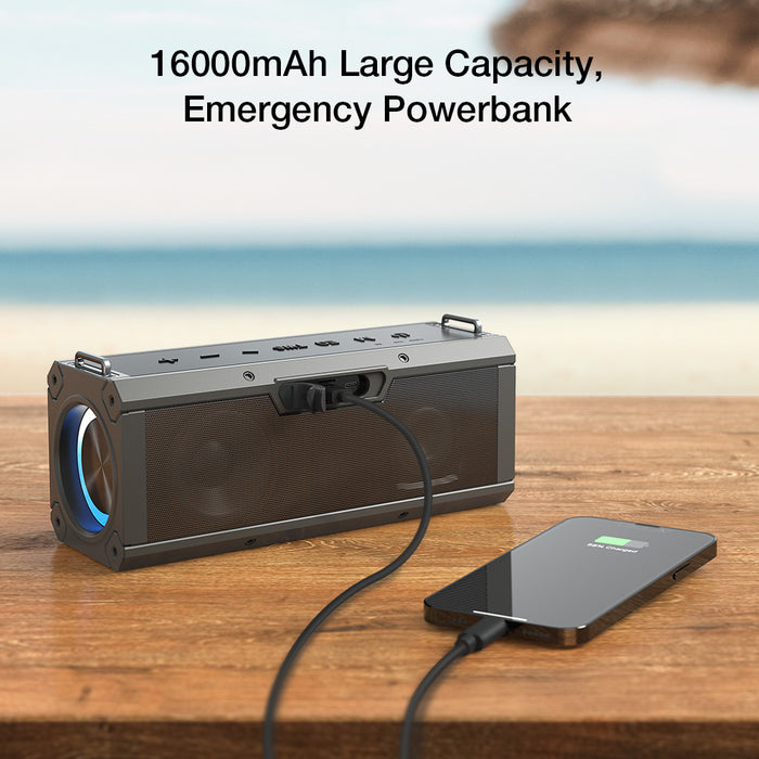 BlitzWolf® BW-WA3 Pro - 120W Portable Bluetooth Speaker with Quad Drivers, Deep Bass, EQ Stereo, RGB Lights & 16000mAh TWS Power Bank - Perfect for Outdoor Adventures and Music Enthusiasts