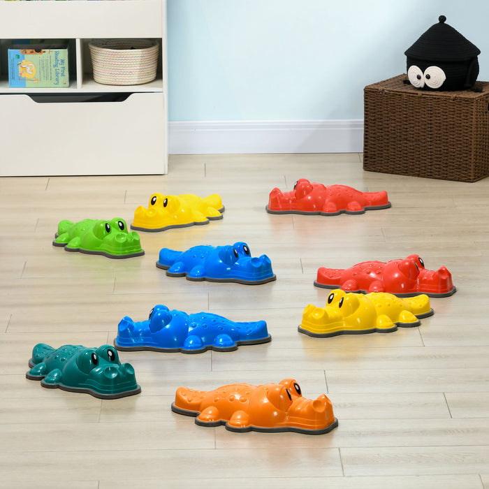 Crocodile-Themed 9-Piece Kids Stepping Stones - Anti-Slip Edge for Safe Balance Play, Stackable Design - Enhances Coordination for Indoor & Outdoor Use