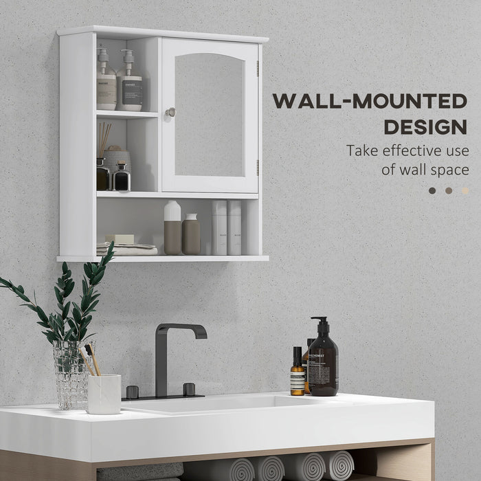 Wall Mounted Bathroom Cabinet with Mirror - Adjustable Shelving Storage Organizer for Home - Ideal for Bathroom, Kitchen, Bedroom Spaces