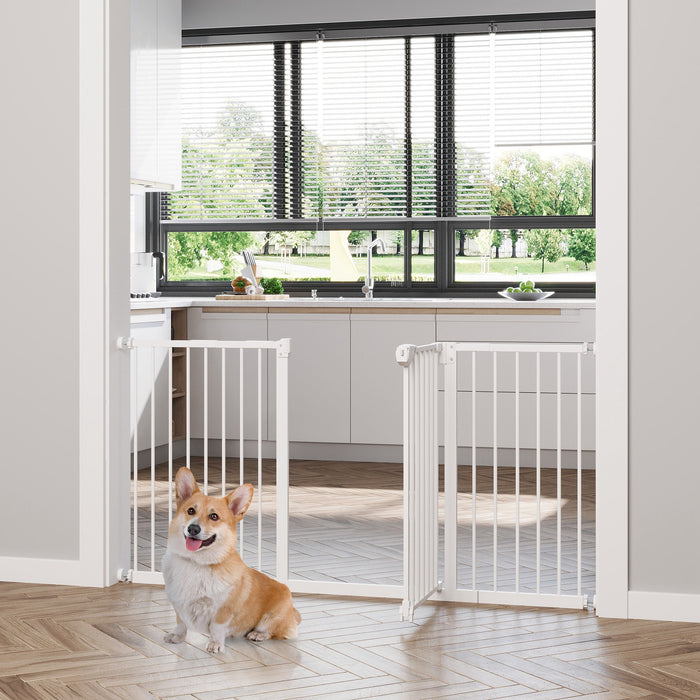 Safety Pet Guard - Pressure-Mounted Auto-Close Dog Gate for Stairways & Doorways - 74-148cm Expandable Barrier for Pets, Ideal for Hallways